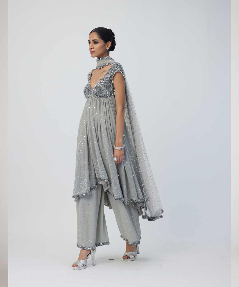 Crystal Grey Kurta Set - Collection name Maya by Vvani Vats