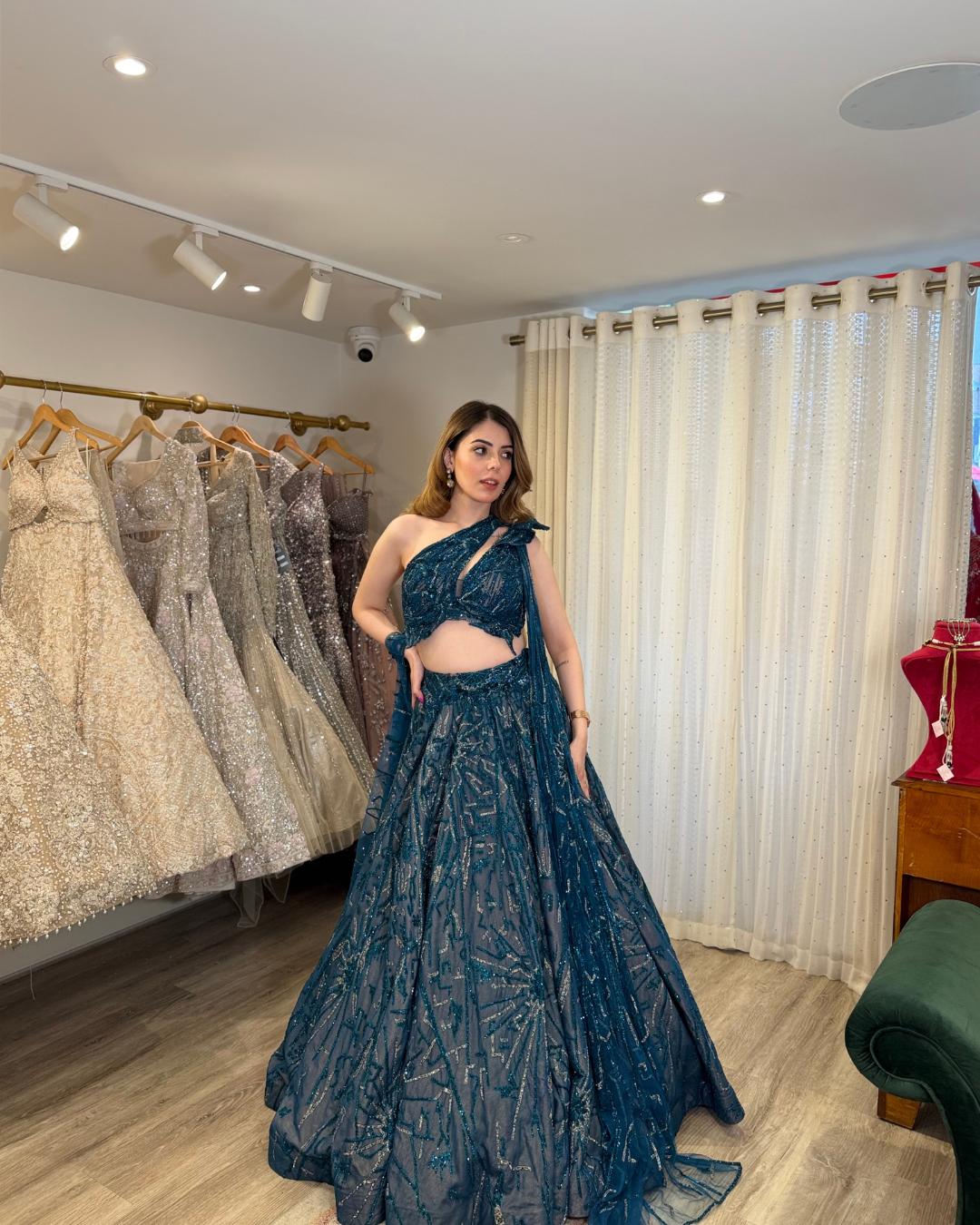 Adaara Couture - Teal Bloom Lehenga