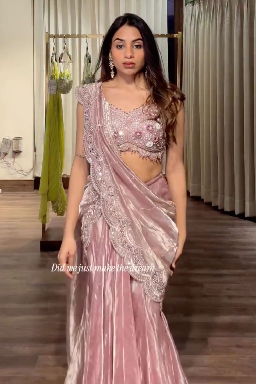 Sanya Gulati - Champagne Rose Pre-Draped Saree from Param Sundari