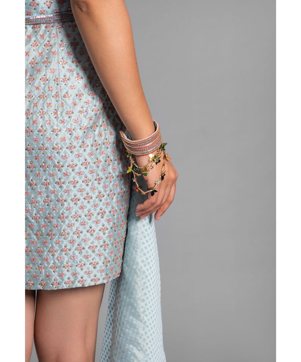 Sky Blue Brocade Dress