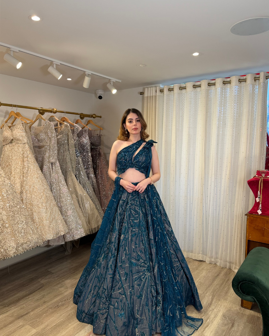 Adaara Couture - Teal Bloom Lehenga