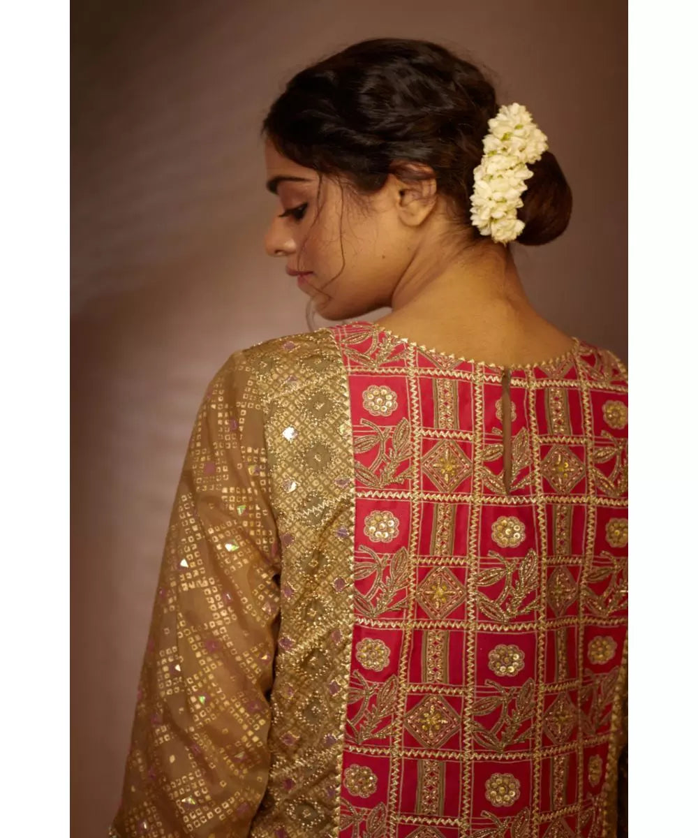 MOLEDRO - Purvi Kurta Set  Grey Kurta Pant wih pink panels