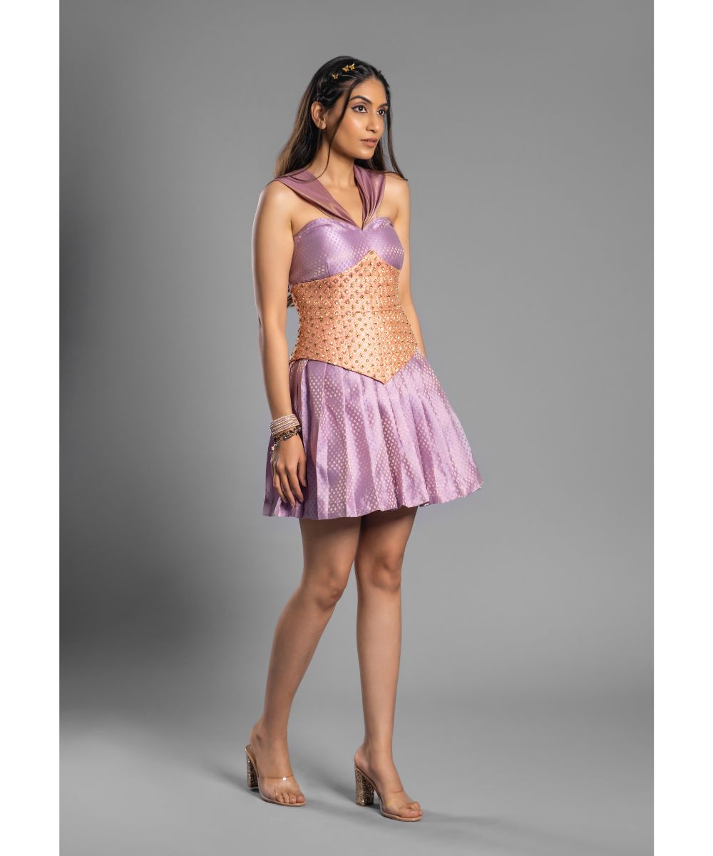 Lavender Brocade Short Dress