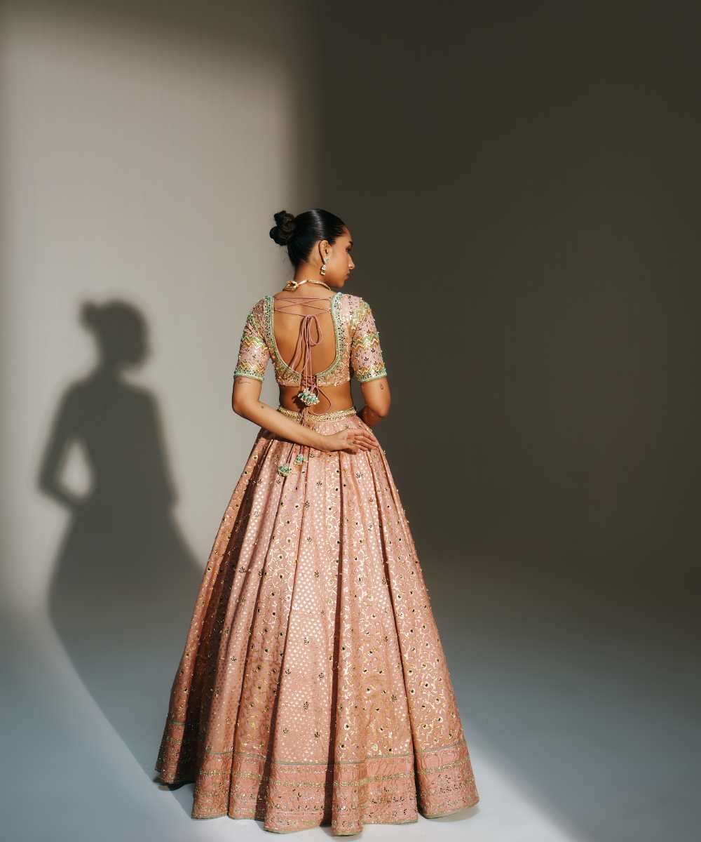 FARAH - HAND EMBROIDERED BLUSH PINK LEHENGA - Mehfil by Mahima Mahajan