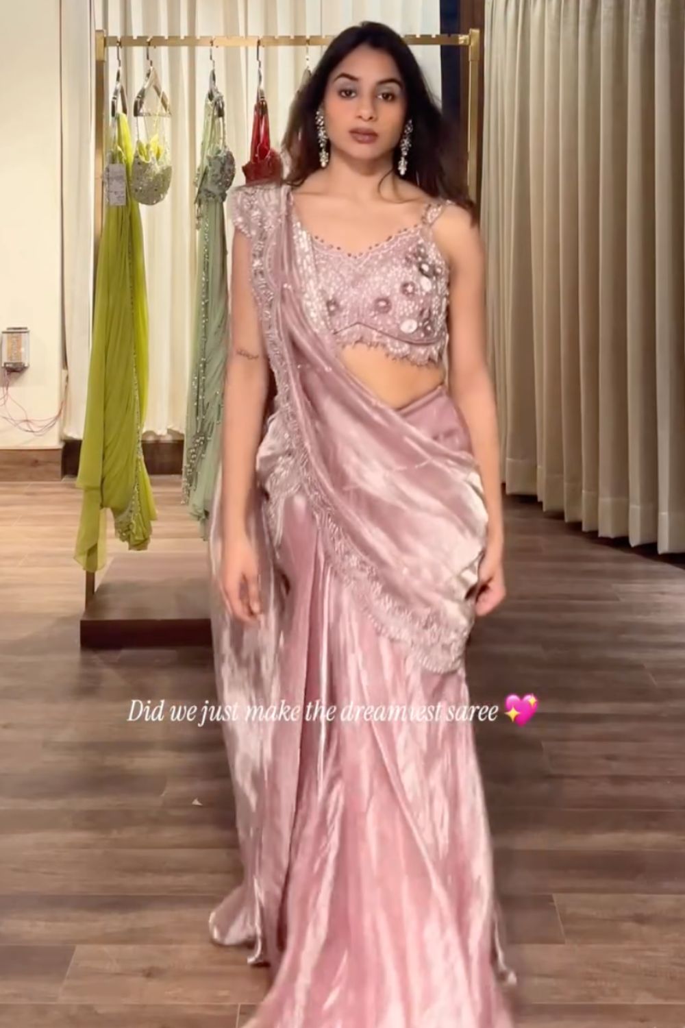 Sanya Gulati - Champagne Rose Pre-Draped Saree from Param Sundari
