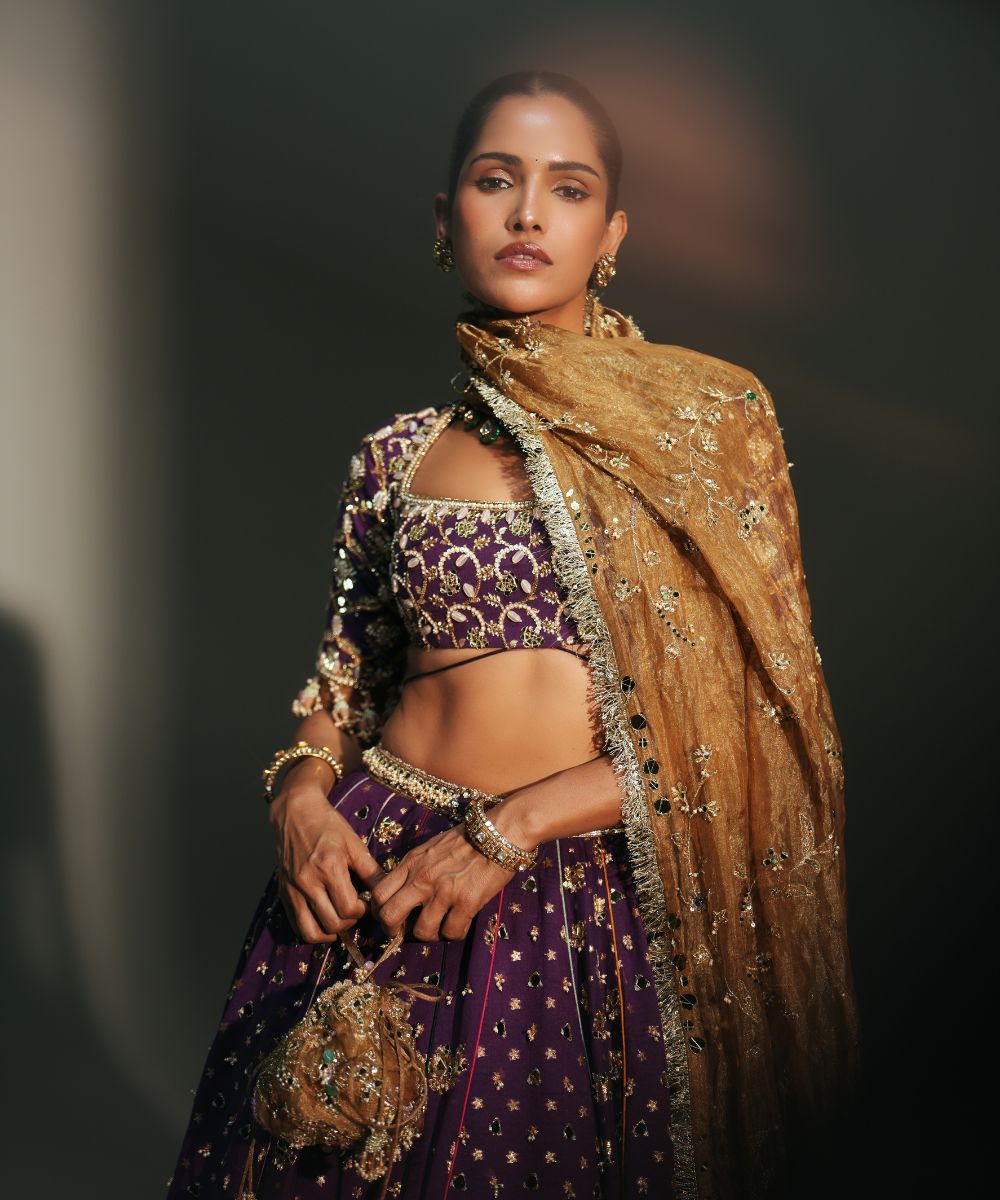 LAVANYA - HEAVY HAND EMBROIDERED GRAPEVINE LEHENGA - Mehfil by Mahima Mahajan