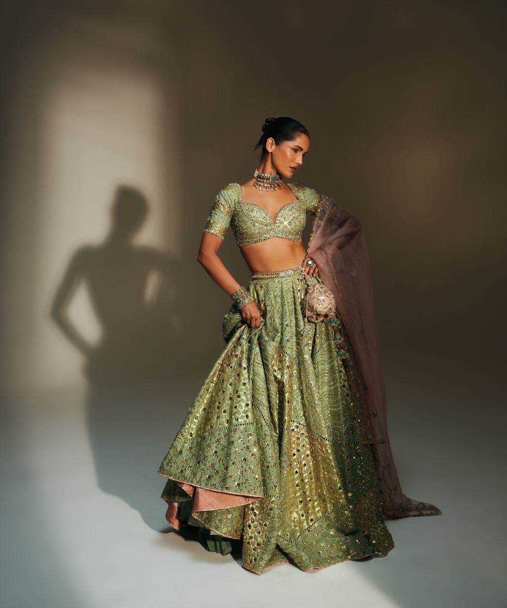 SITA - HEAVY HAND EMBROIDERED KALI LEHENGA FEATURING DRAGON FLY LOGO -  Mehfil by Mahima Mahajan
