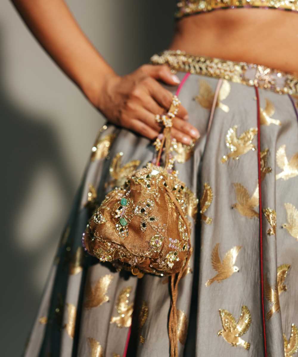 HINA - LEHENGA-PLATINUM BLOUSE & DUPATTA - Mehfil by Mahima Mahajan