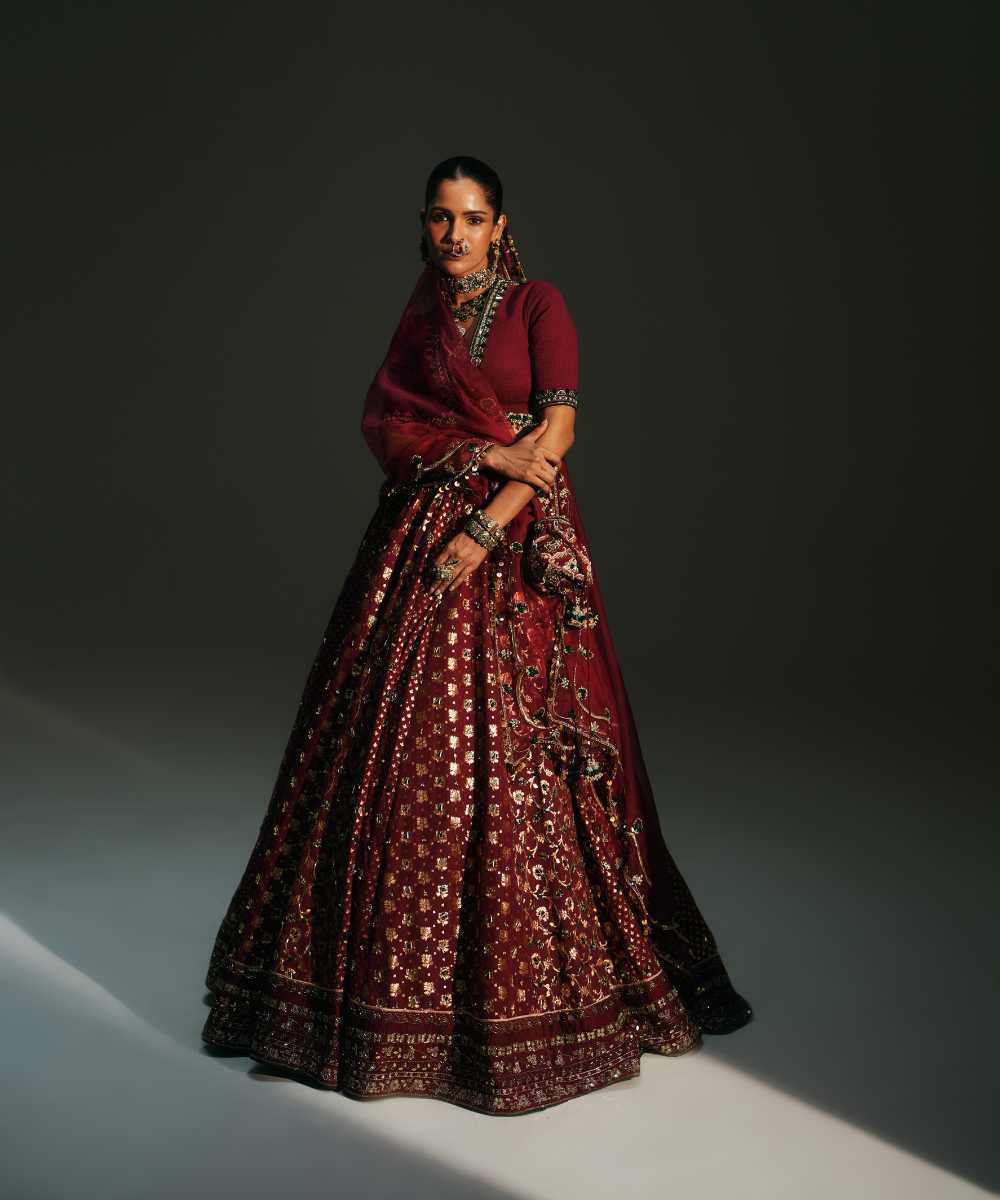 LAXMI - HEAVY HAND EMBROIDERED KALI LEHENGA FEATURING DRAGON FLY LOGO - Mehfil by Mahima Mahajan