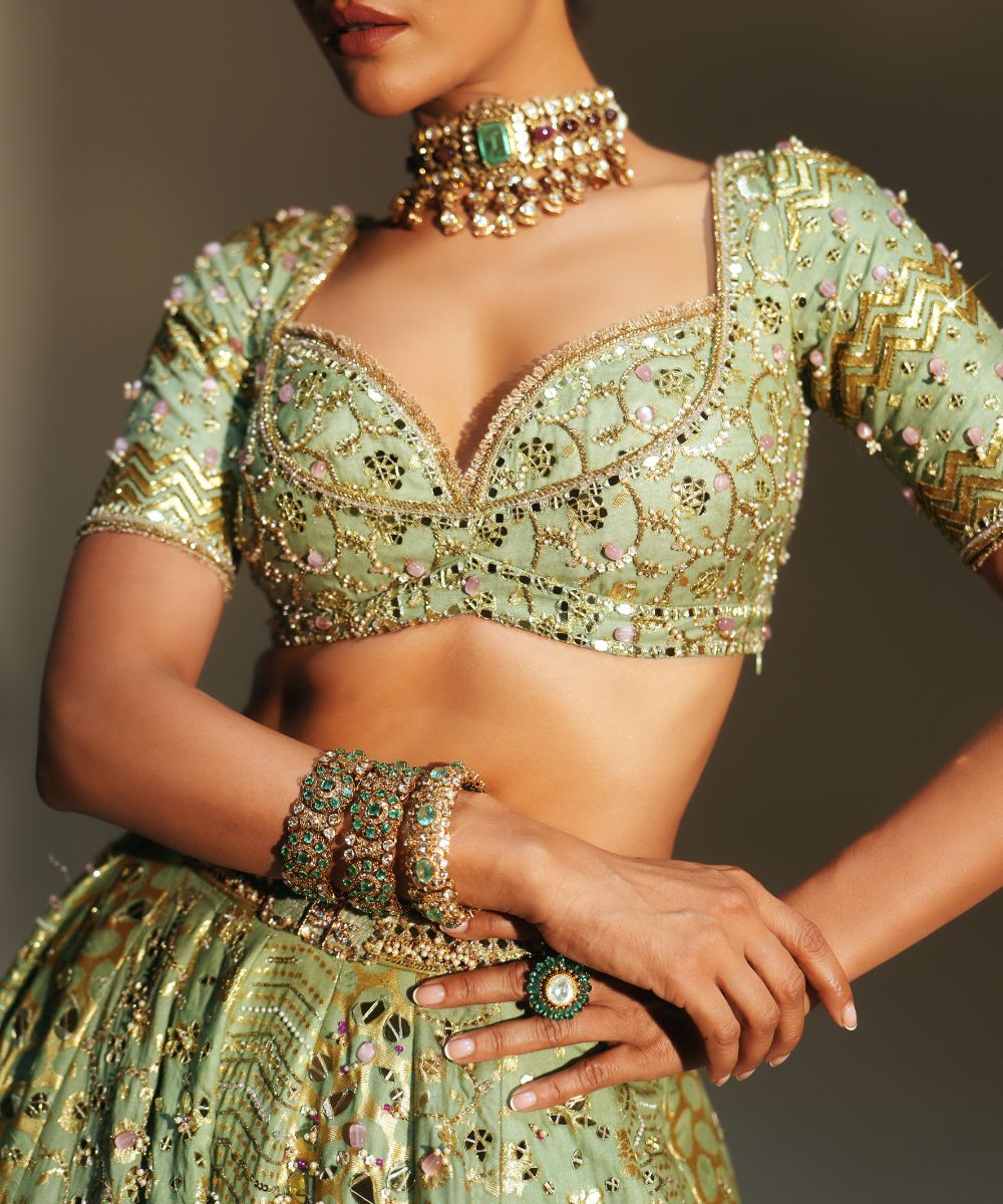 SITA - HEAVY HAND EMBROIDERED KALI LEHENGA FEATURING DRAGON FLY LOGO -  Mehfil by Mahima Mahajan