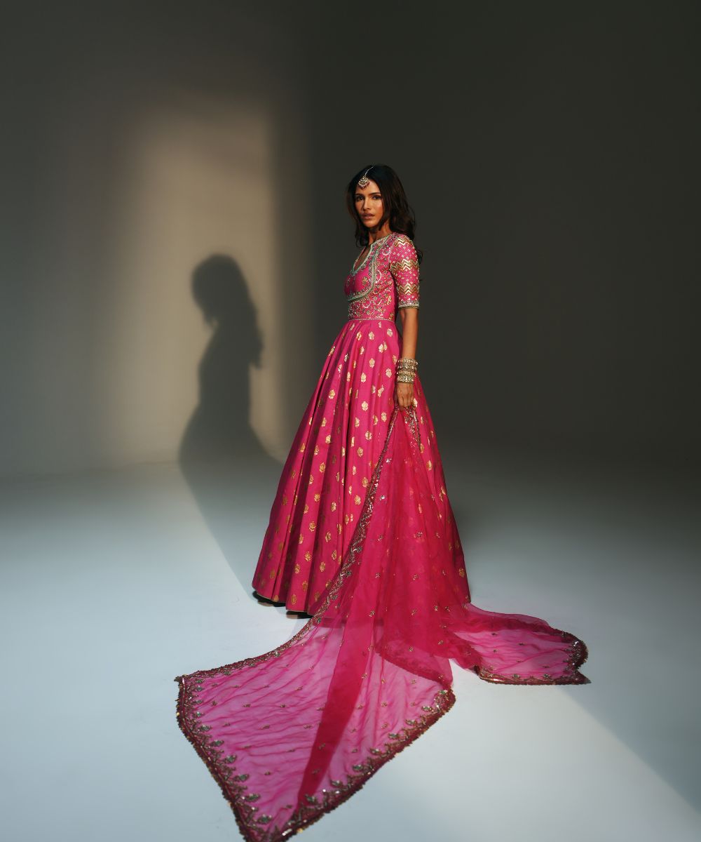 ZIANA - HAND EMBROIDERED ANARKALI PAIRED WITH MATCHING DUPATTA - Mehfil by Mahima Mahajan