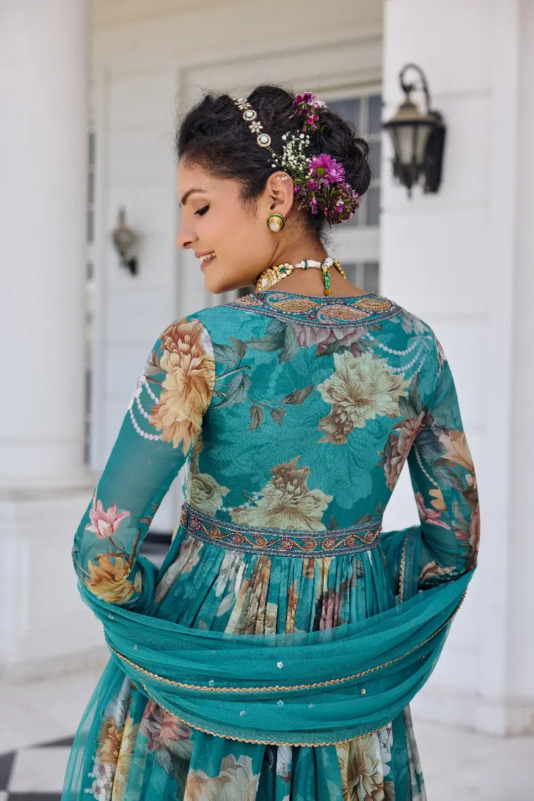 KALISTA - Kiara Anarkali Set Turquiose