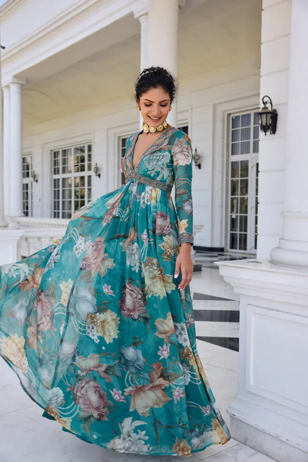 KALISTA - Kiara Anarkali Set Turquiose