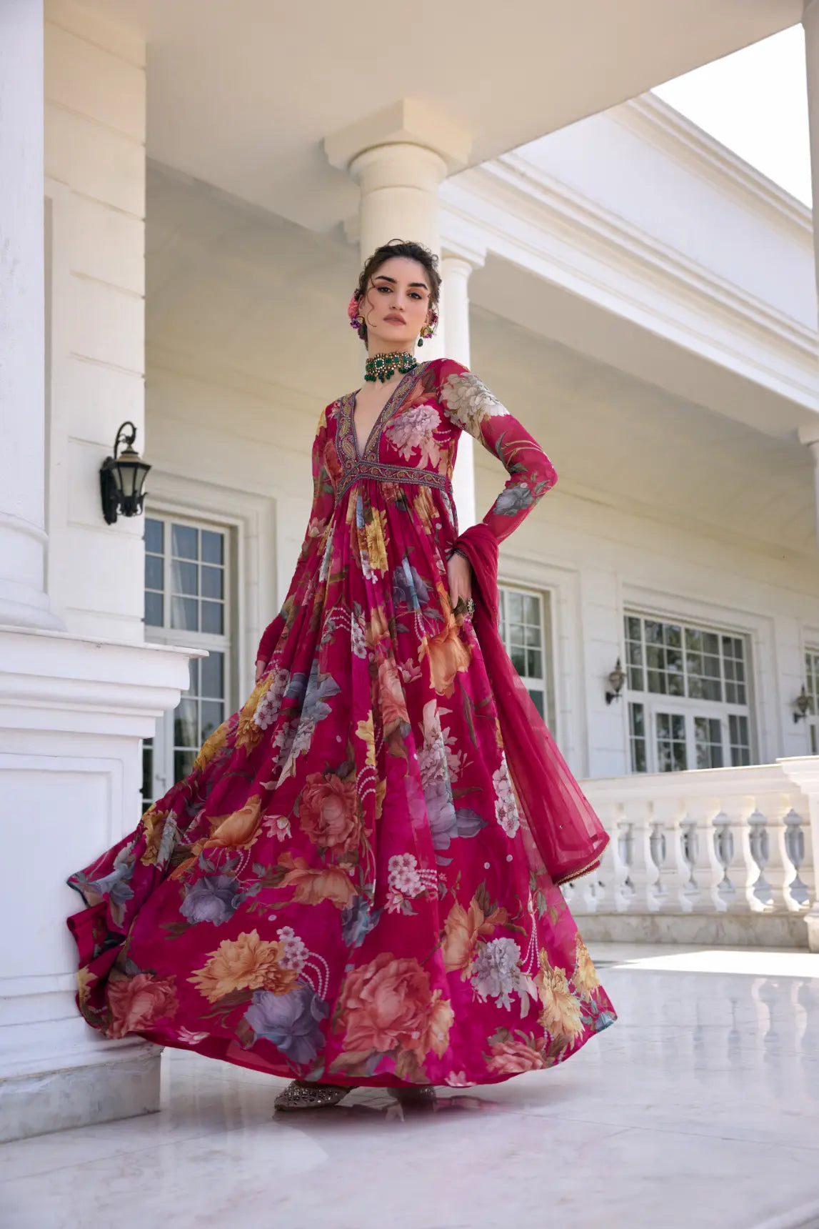 KALISTA - Kiara Anarkali Set Fuchsia