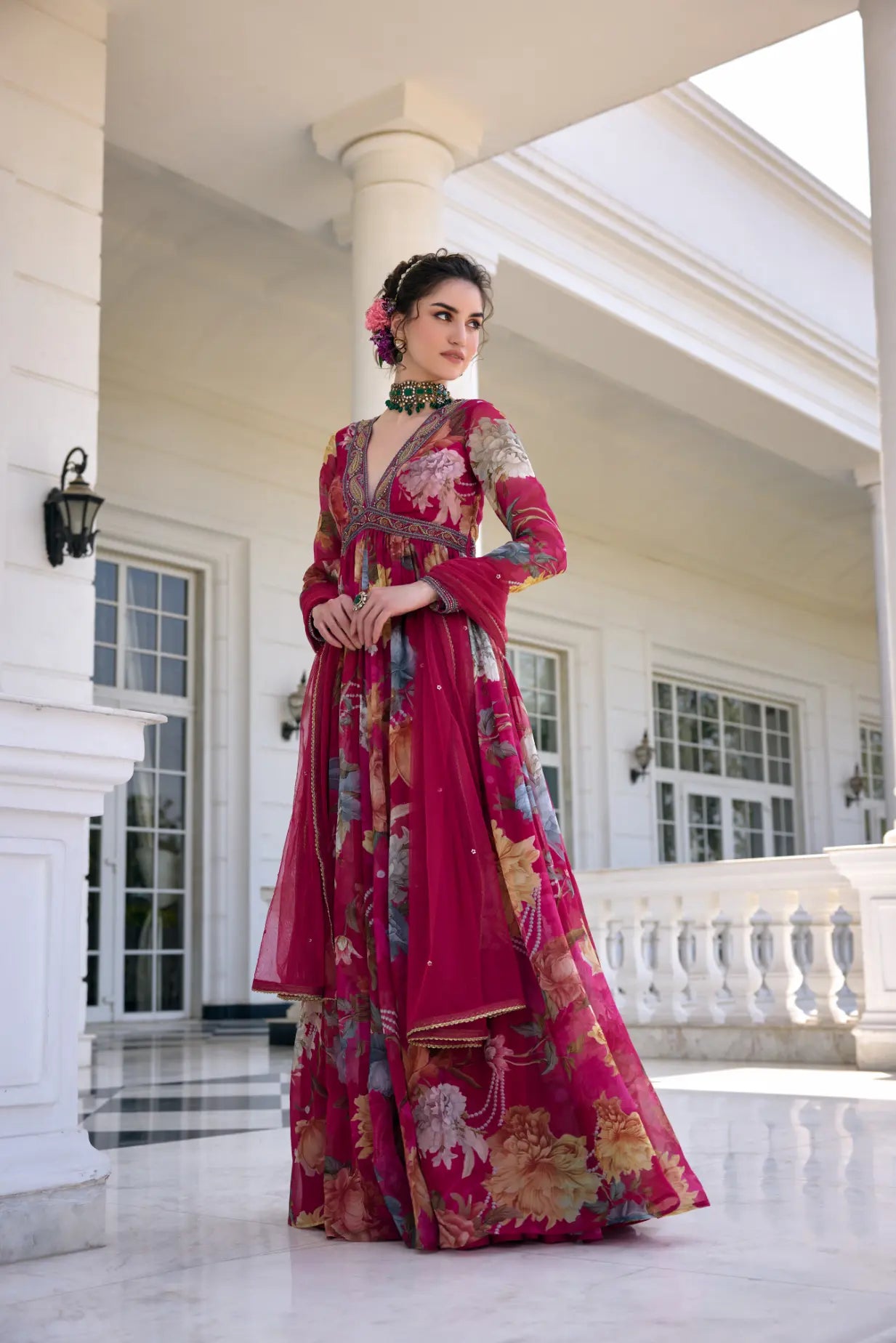 KALISTA - Kiara Anarkali Set Fuchsia