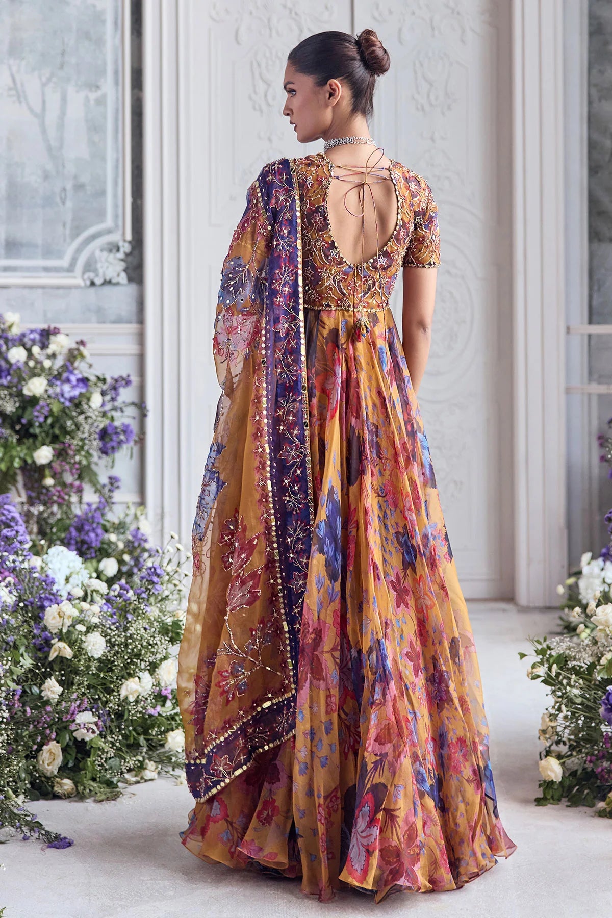 EMBROIDERED CHOLI CUT ANARKALI PAIRED WITH EMBROIDERED DUPATTA - AVAIA