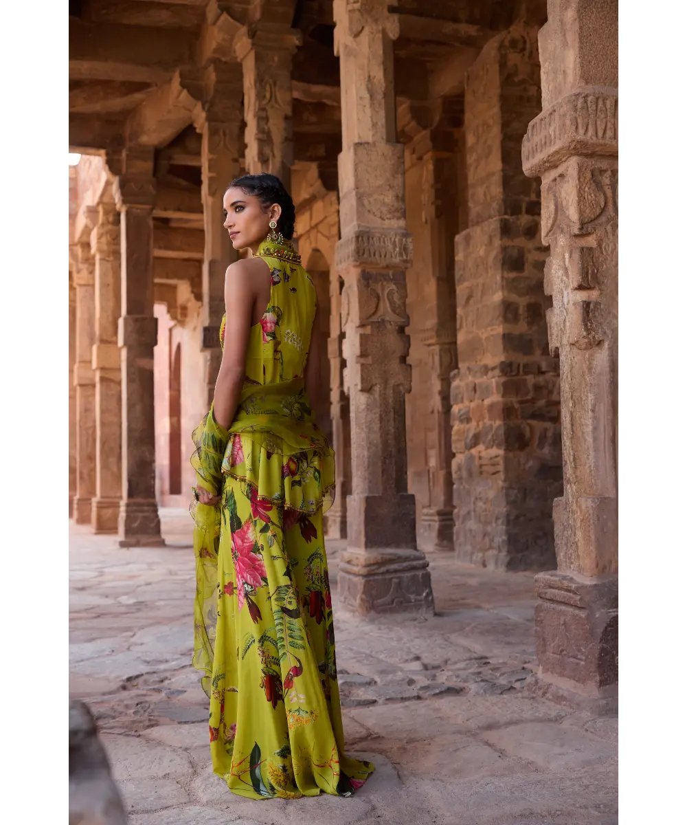 AWIGNA - Green printed sharara set