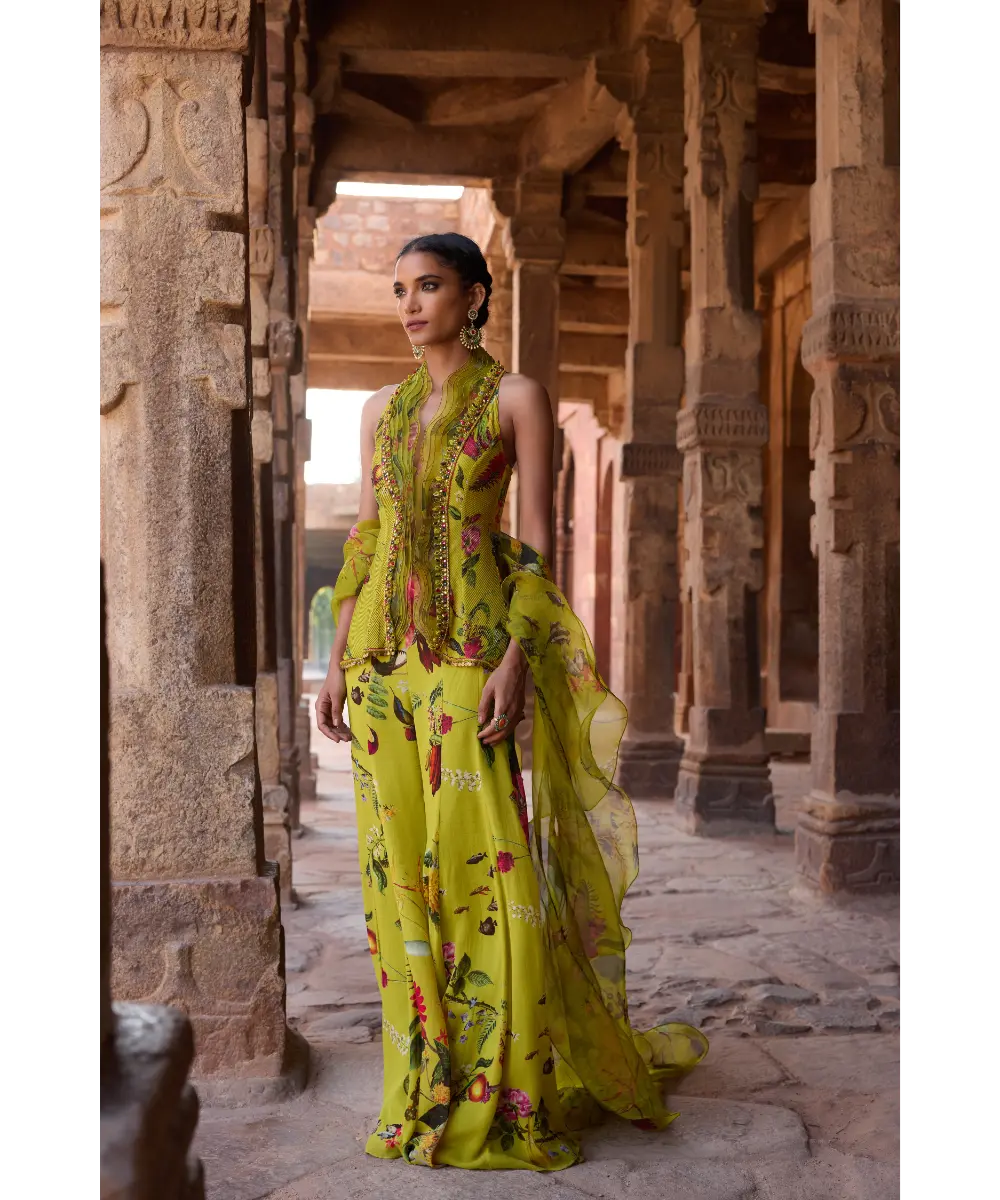 AWIGNA - Green printed sharara set