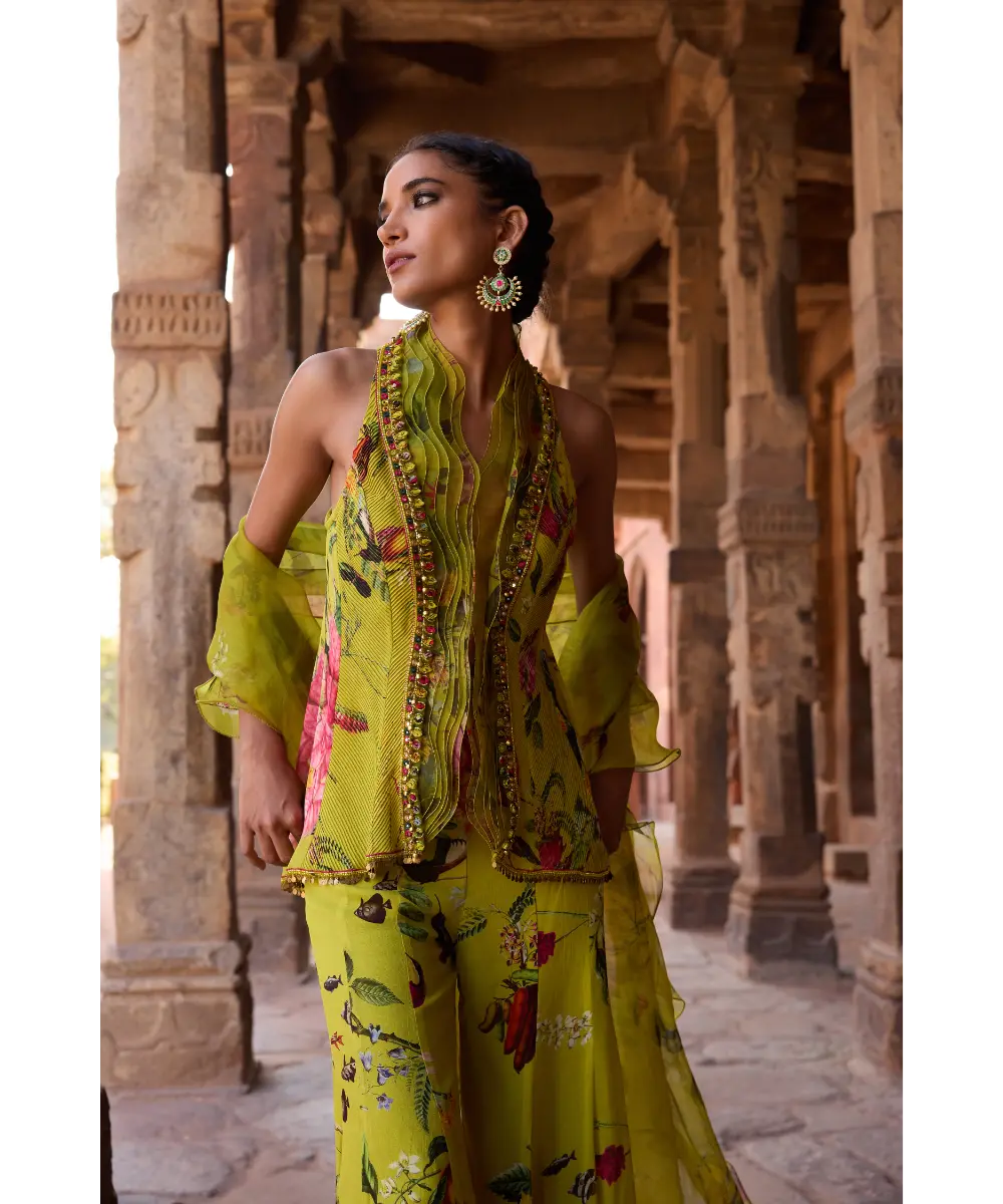 AWIGNA - Green printed sharara set