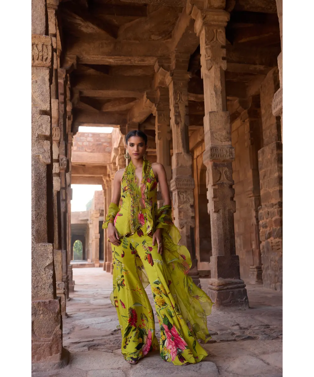 AWIGNA - Green printed sharara set