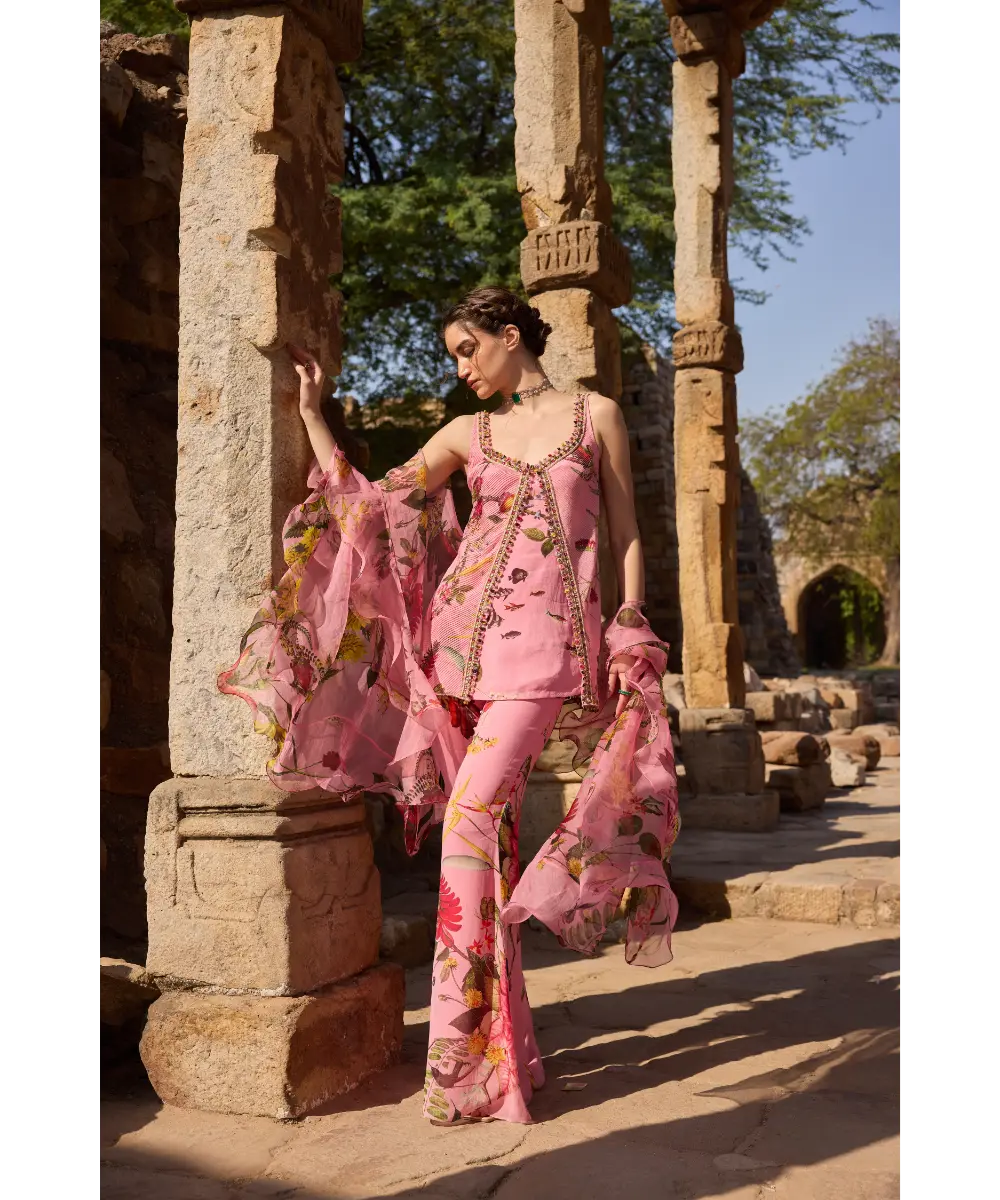 AWIGNA - Pink printed lehenga set