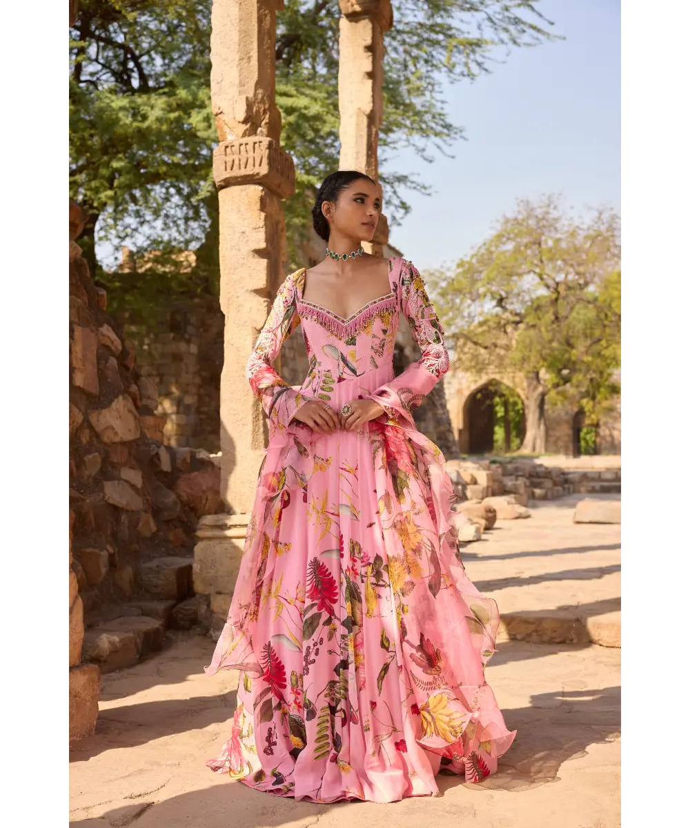 AWIGNA - Pink printed anarkali set