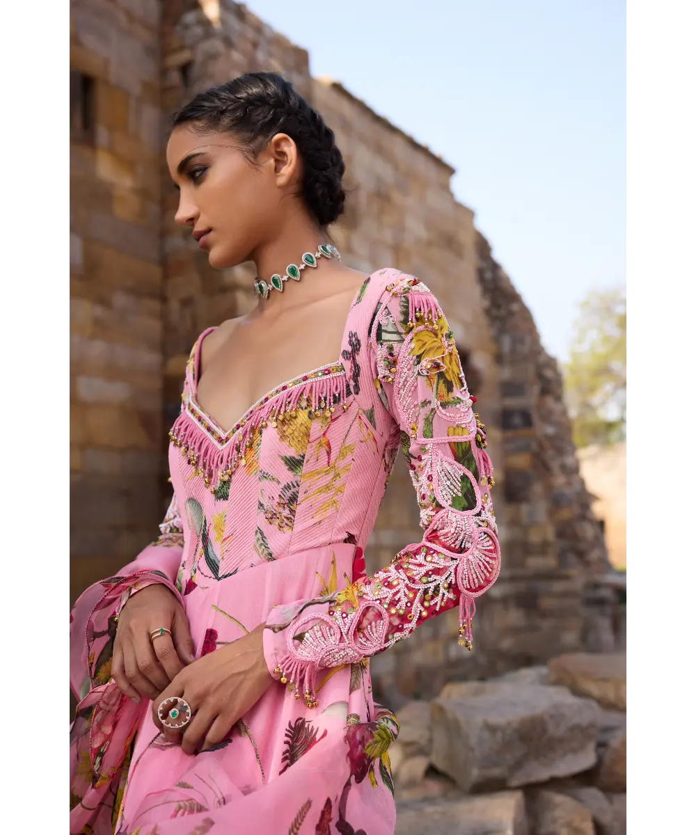 AWIGNA - Pink printed anarkali set