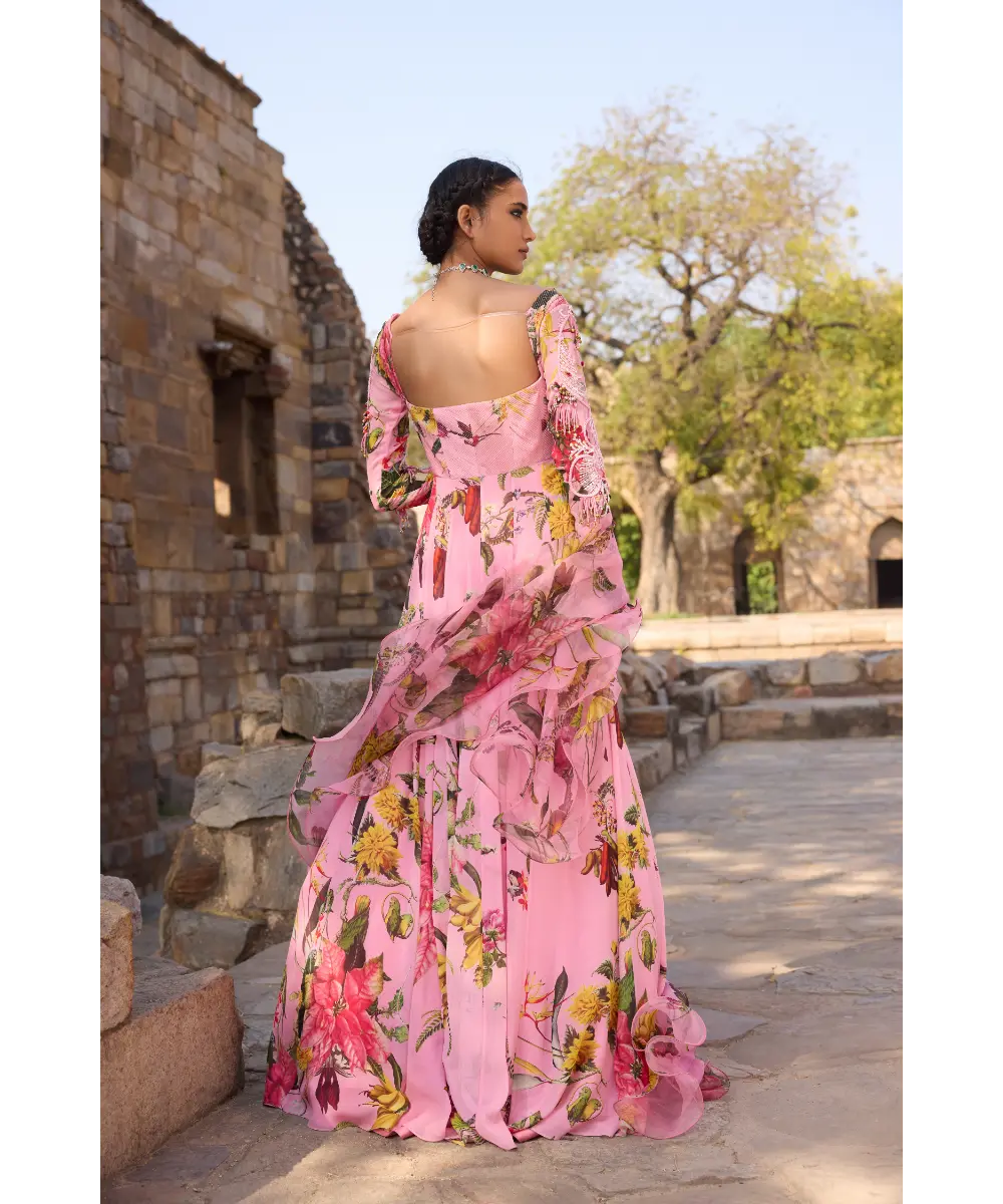 AWIGNA - Pink printed anarkali set