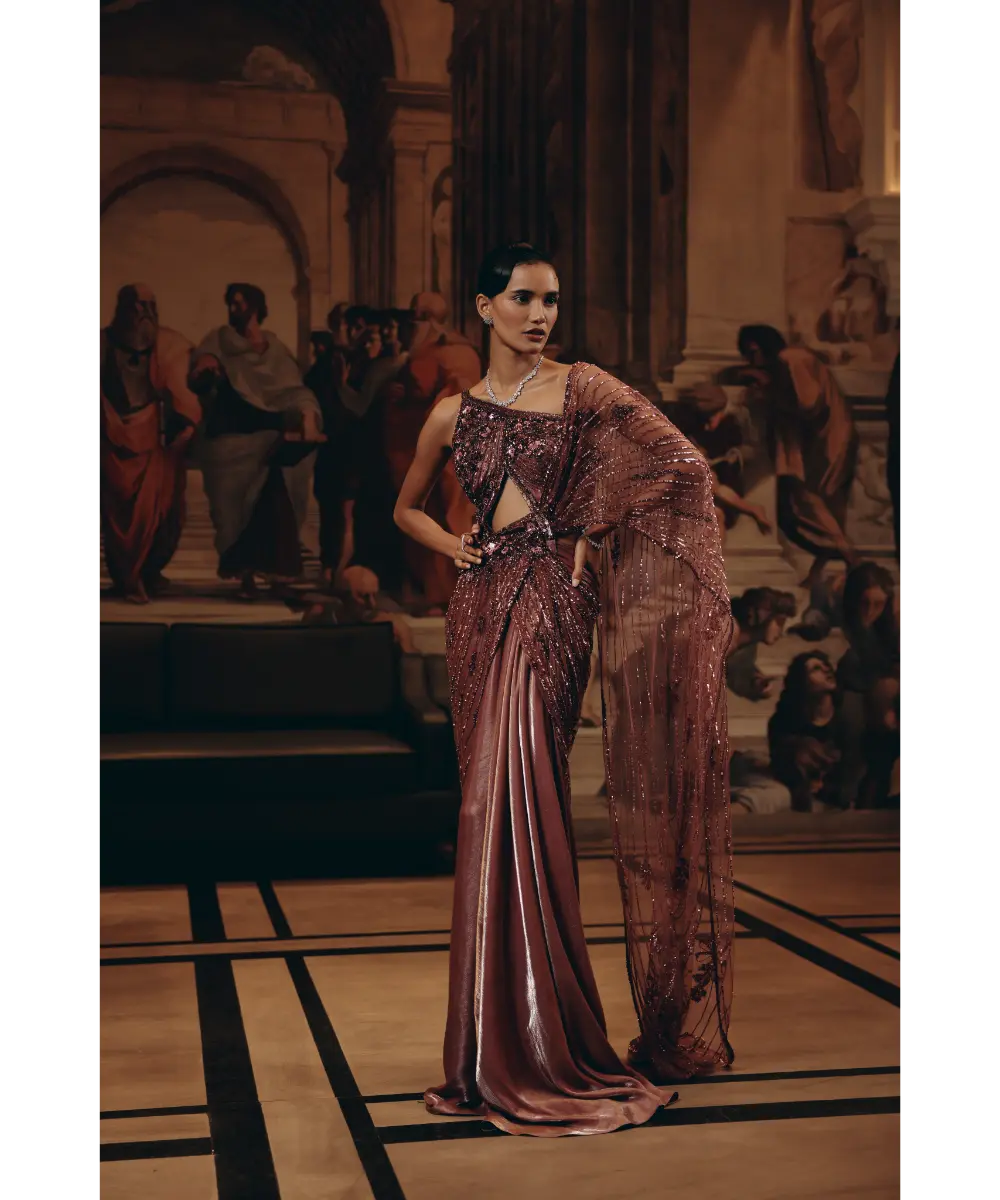 ADAARA COUTURE- Embellished Cut-Out Saree