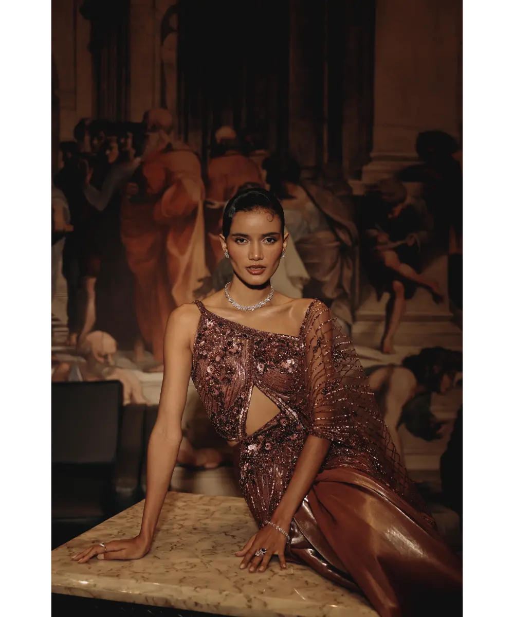 ADAARA COUTURE- Embellished Cut-Out Saree