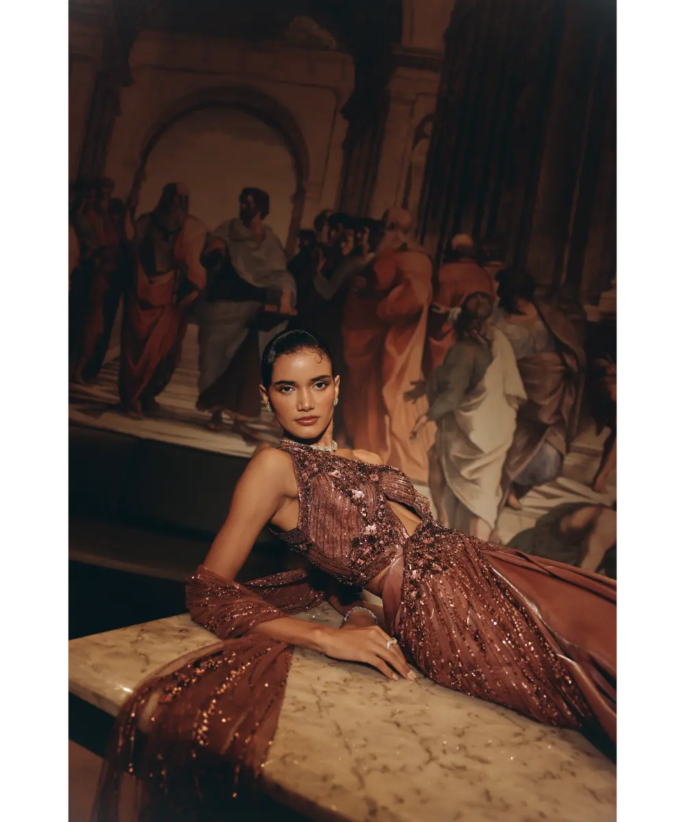 ADAARA COUTURE- Embellished Cut-Out Saree