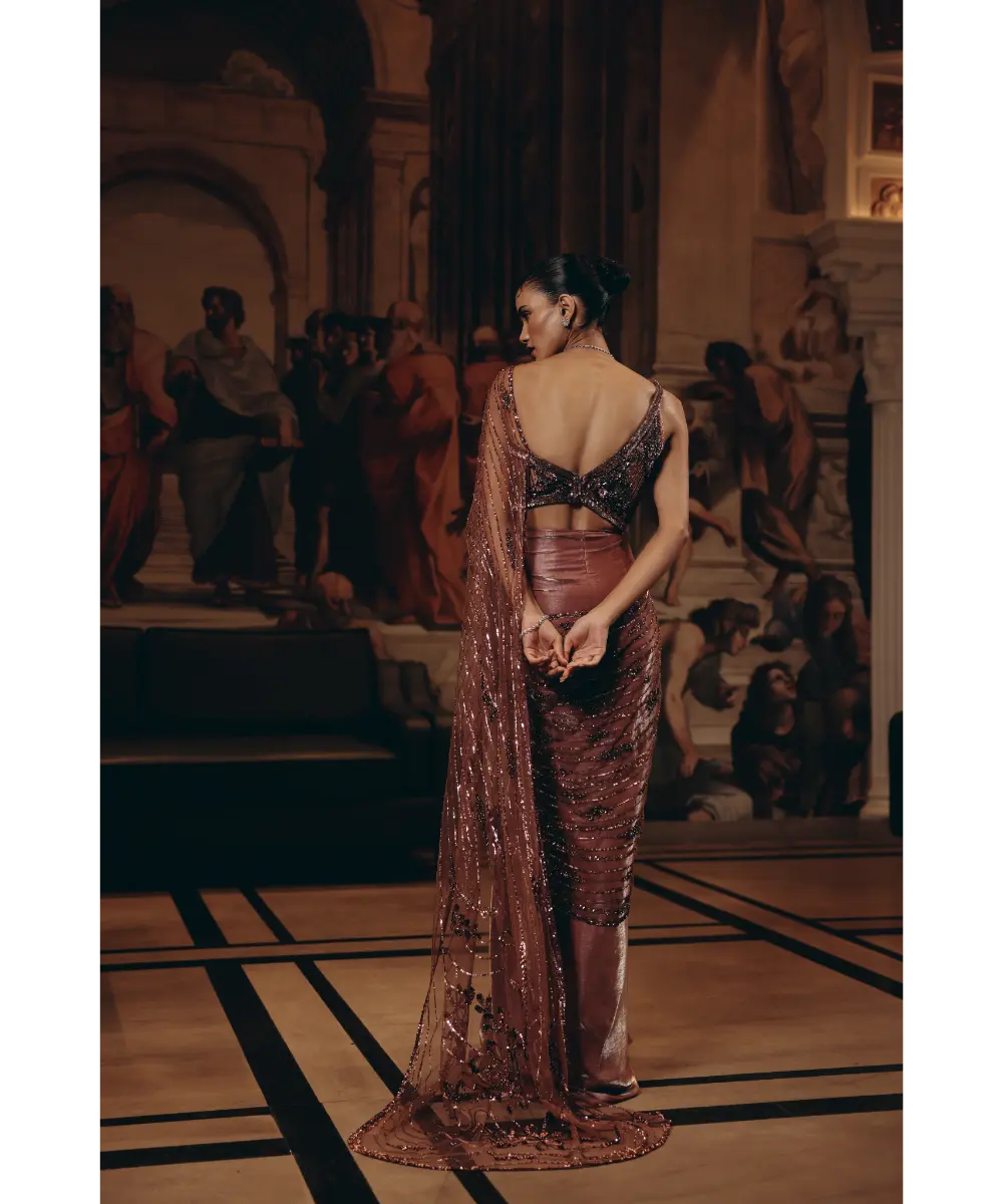 ADAARA COUTURE - Embellished Cut-Out Saree