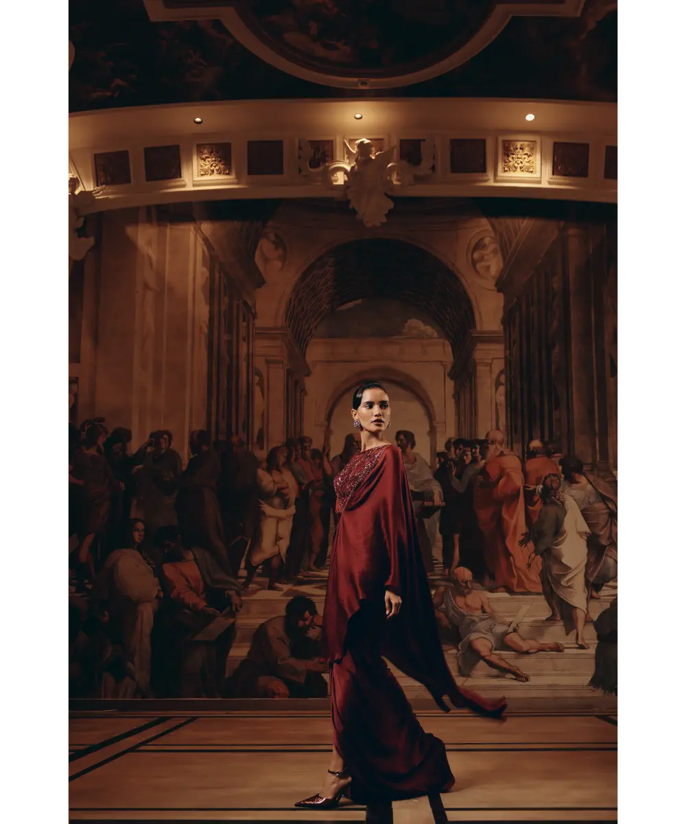 ADAARA COUTURE - Garnet Draped Kaftan