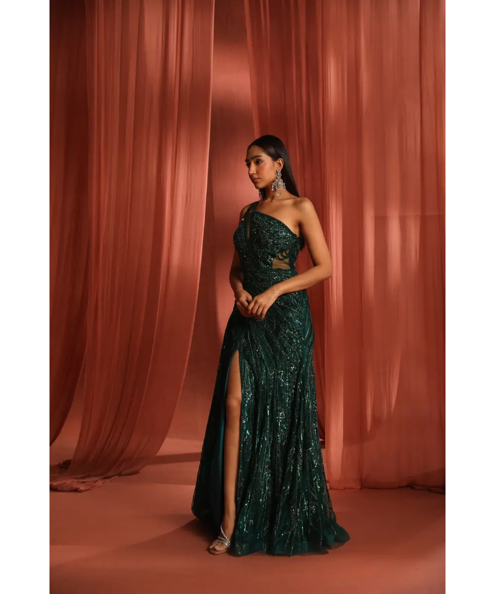 ADAARA COUTURE - Green Bloom Gown