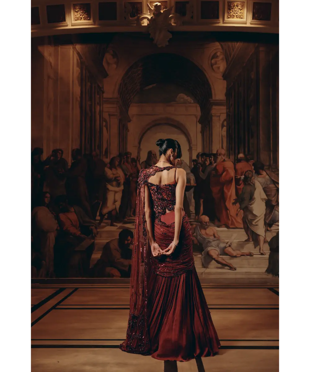 ADAARA COUTURE - Crimson Radiance saree