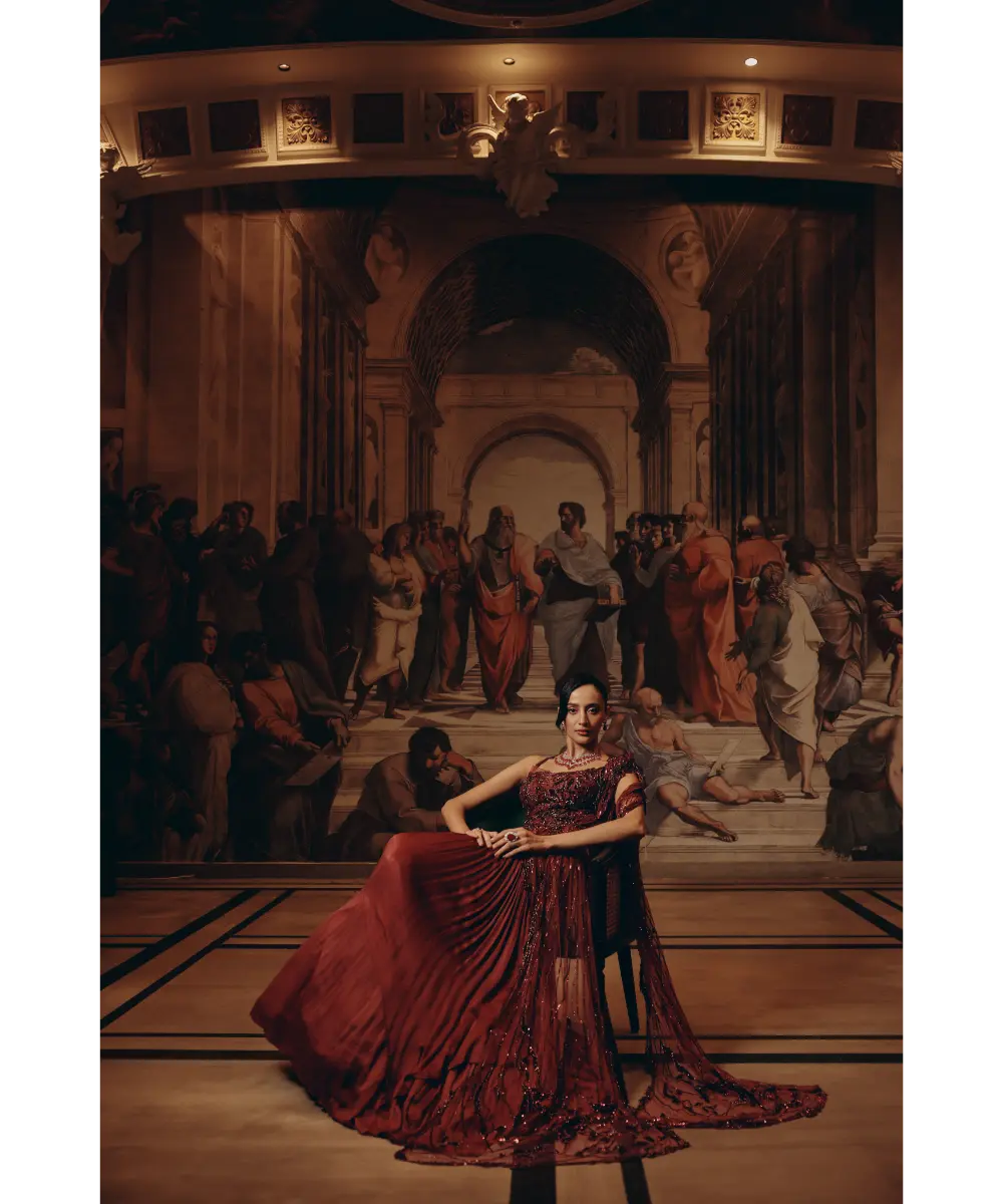 ADAARA COUTURE - Crimson Radiance saree