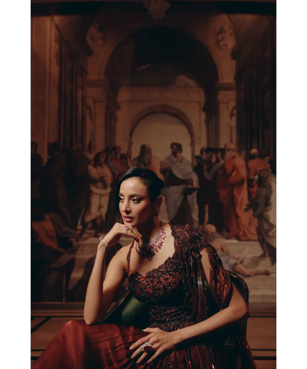 ADAARA COUTURE - Crimson Radiance saree