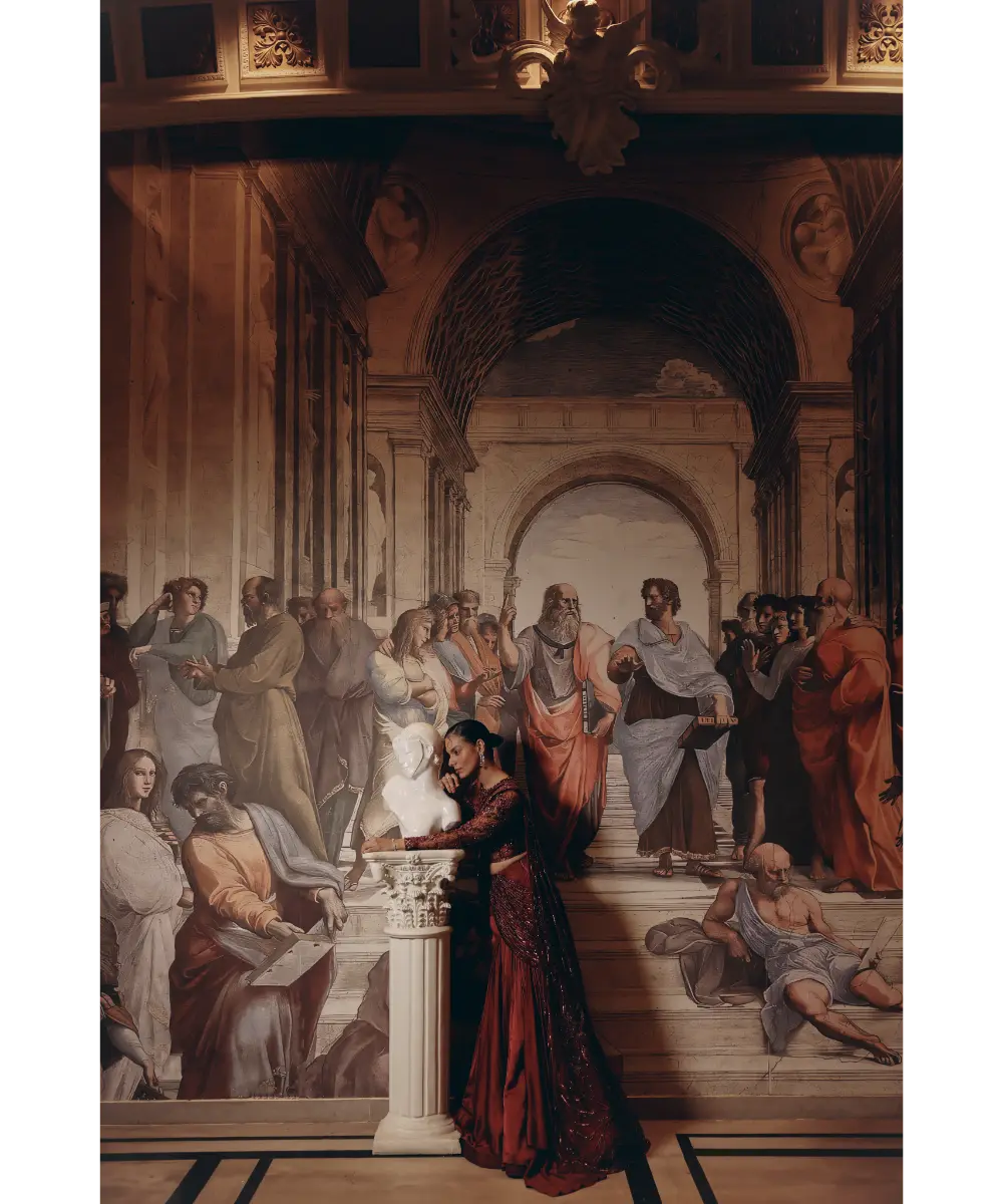 ADAARA COUTURE- Imperial Garnet Drape saree