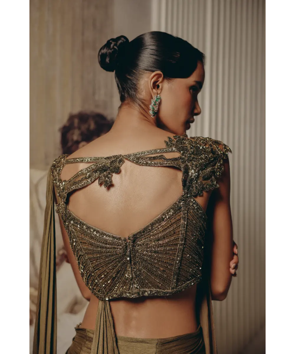 ADAARA COUTURE - Sculpted Olive Drape