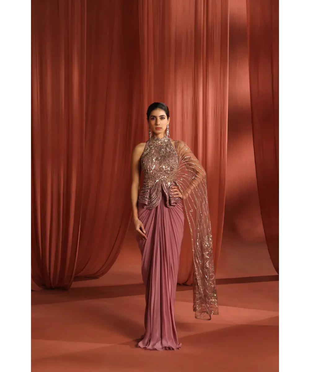 ADAARA COUTURE - Blossom Peplum Saree