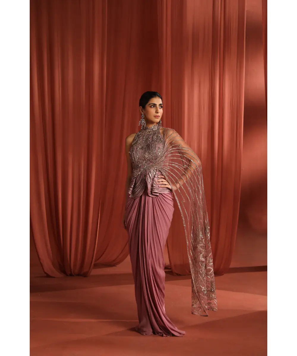 ADAARA COUTURE - Blossom Peplum Saree