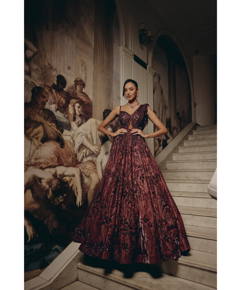 ADAARA COUTURE - Crimson Nocturne Gown