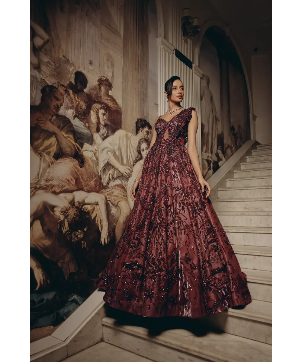 ADAARA COUTURE - Crimson Nocturne Gown