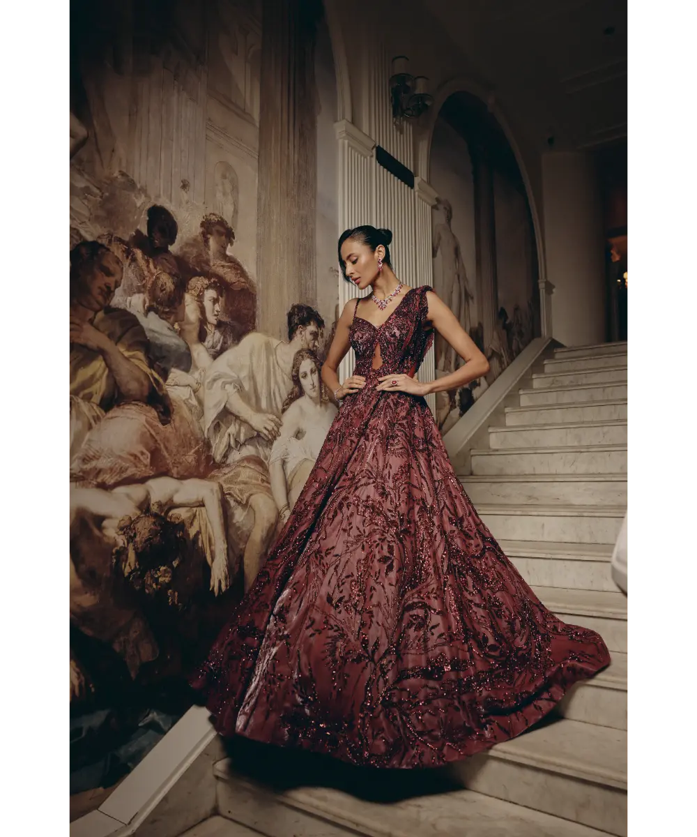 ADAARA COUTURE - Crimson Nocturne Gown