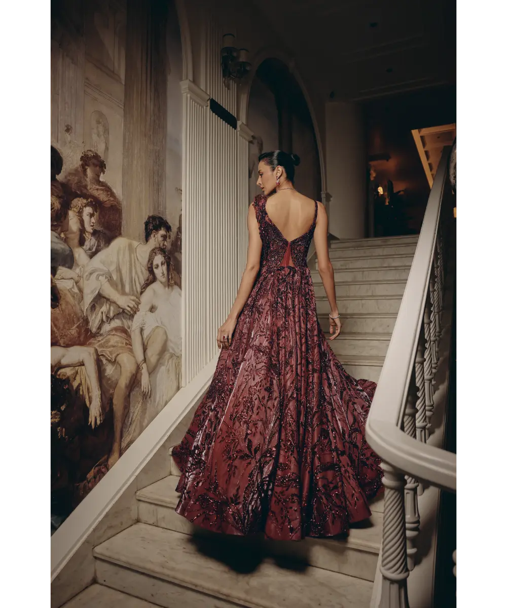 ADAARA COUTURE - Crimson Nocturne Gown