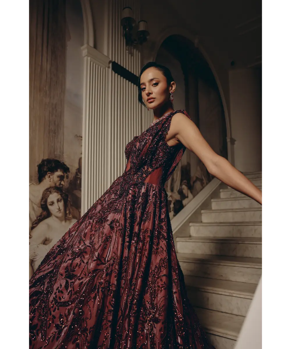 ADAARA COUTURE - Crimson Nocturne Gown