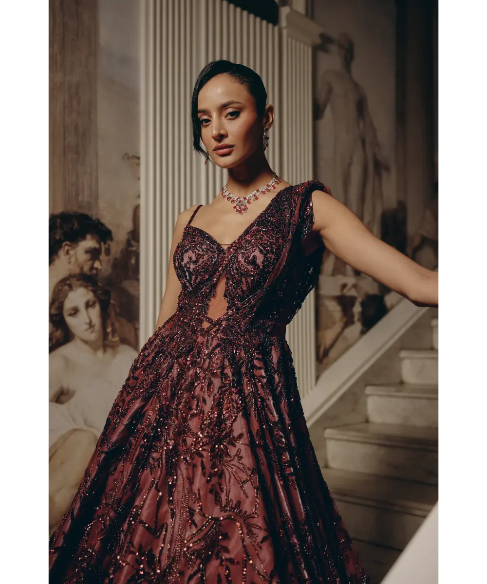 ADAARA COUTURE - Crimson Nocturne Gown