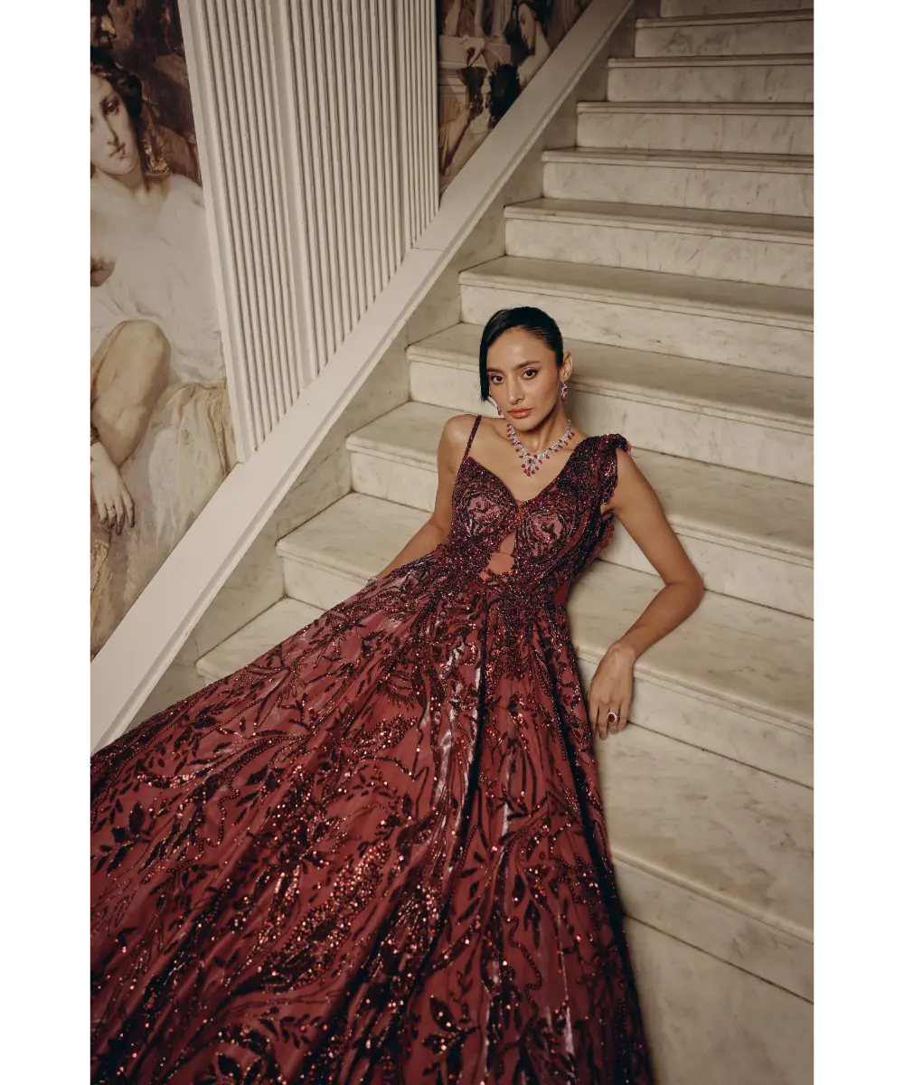 ADAARA COUTURE - Crimson Nocturne Gown