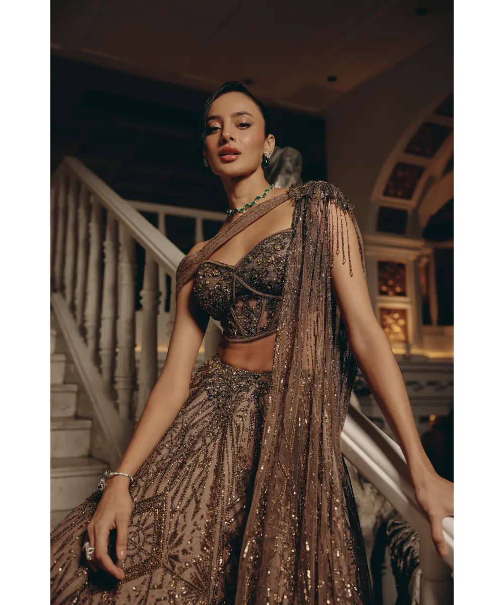 Adaara Couture - Celestial Geometry Top And Skirt
