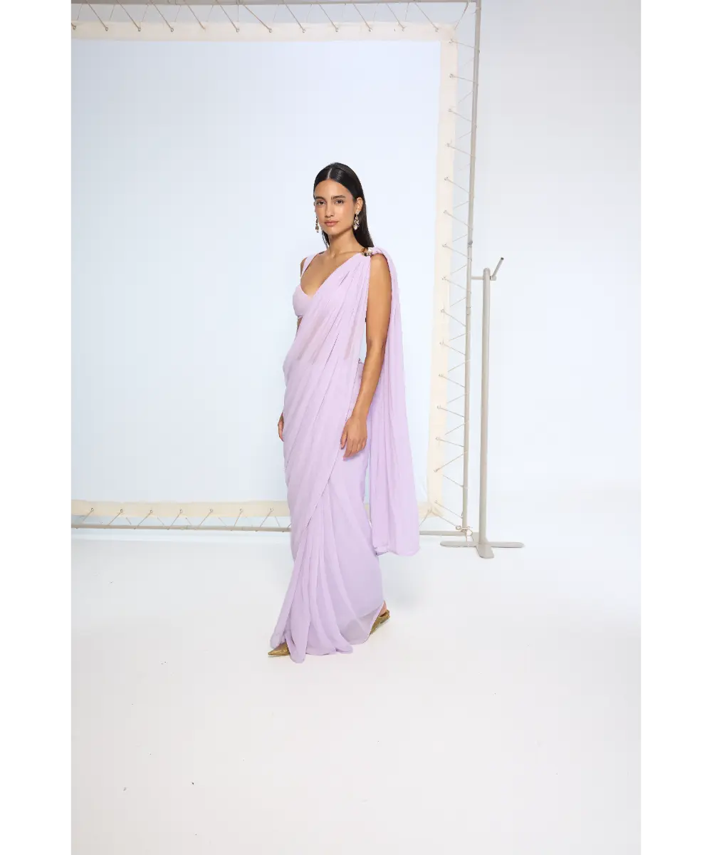 EKAYA BANARAS - Lilac Movable Brooch Saree